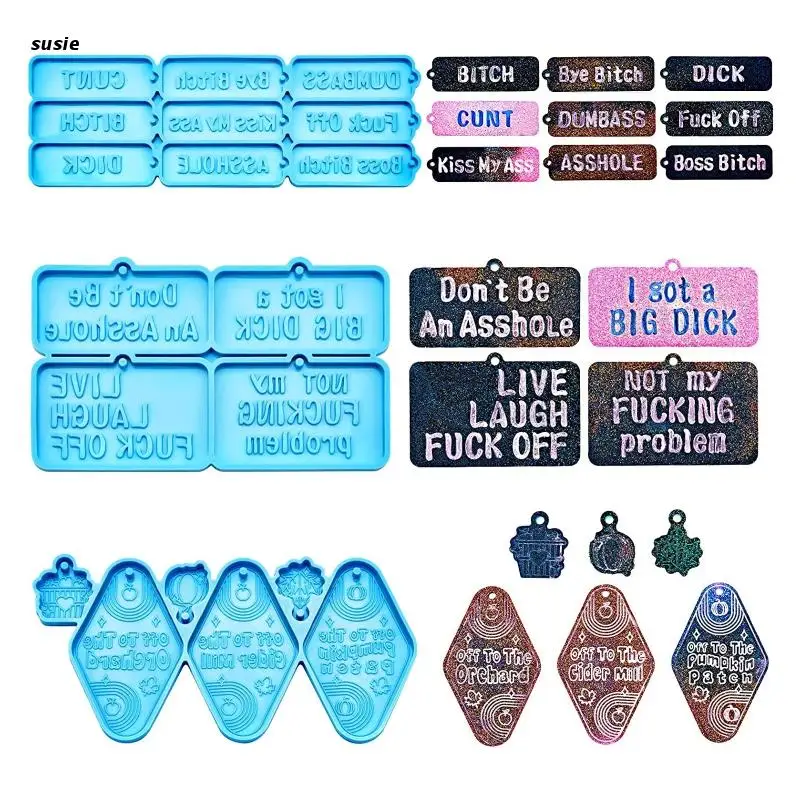

X7YA 3Pcs English Alphabet Keychain Molds Epoxy Crystal Silicone Customized Mold