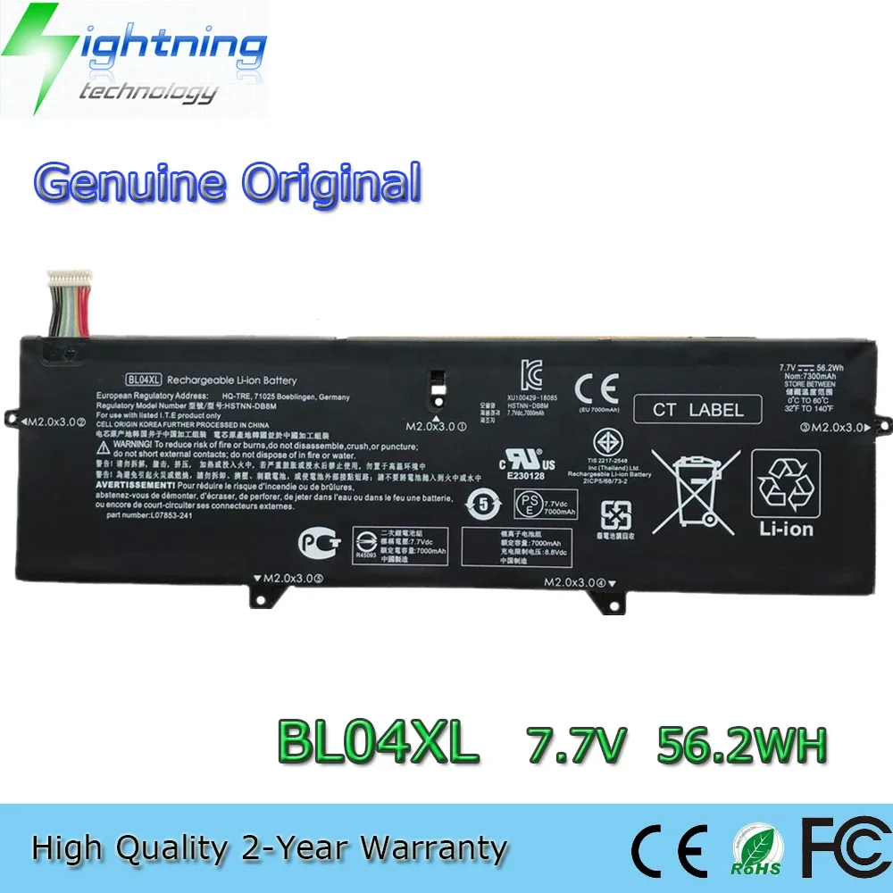 Новый оригинальный аккумулятор для ноутбука BL04XL 7 В 56 2 Втч HP EliteBook x360 1040 G5 G6 HSTNN-UB7N