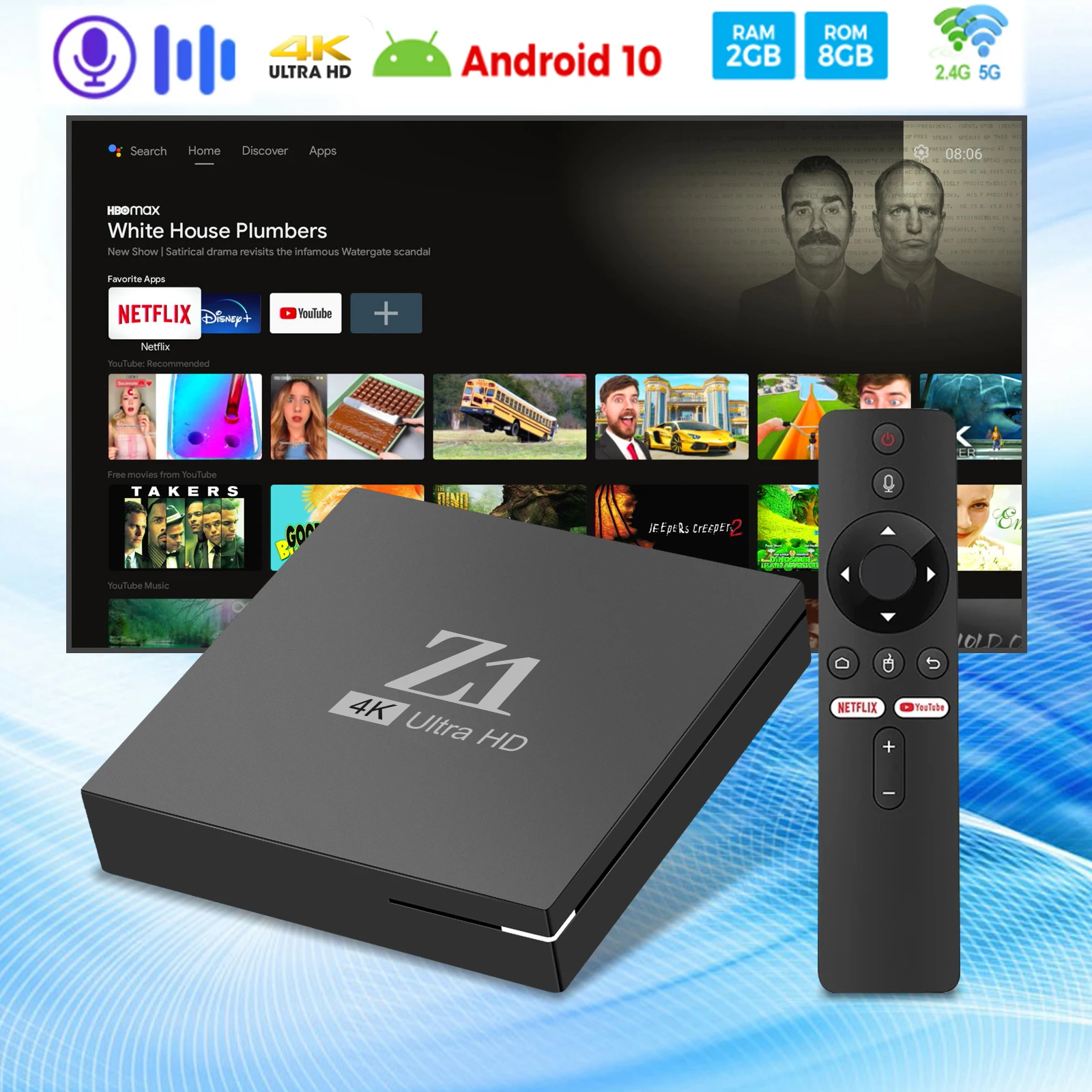 2024 Smart Android TV Box Медиаплеер Поддержка 3D Wi-Fi IPTV для домашних развлечений Двойной с