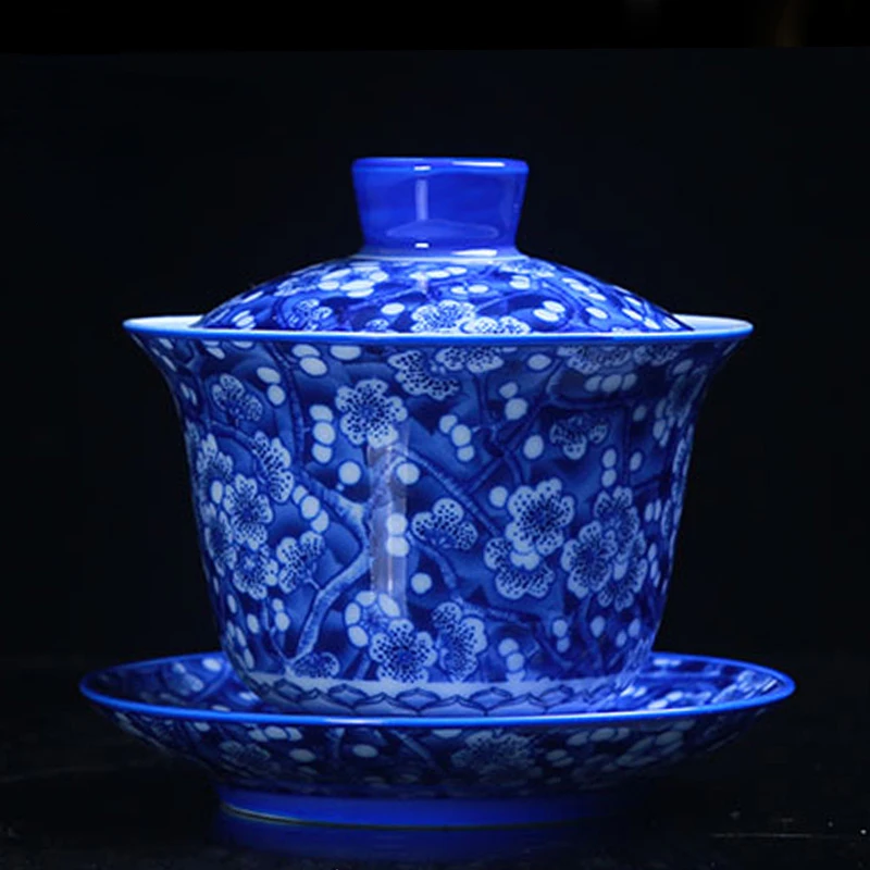 

ceramics gaiwan 225ml blue and white porcelain kung fu drink teacup For tea ceremony To the tea bowl