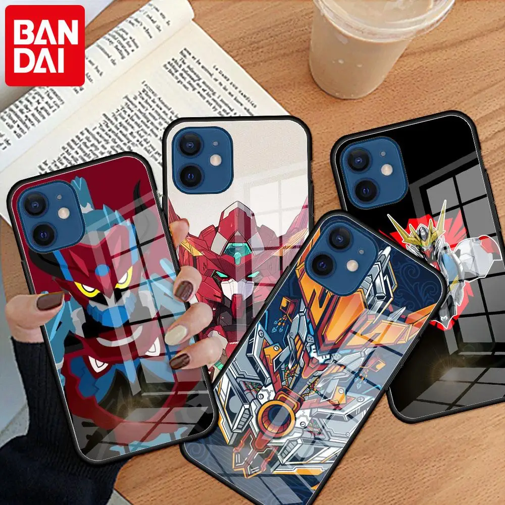 

Glass Case for Apple iPhone 11 12 13Pro 8 7Plus XR X XS Tempered Antifall Phone Fundas SE 2020 6 6S Cover Sac Gundam