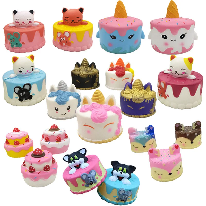 Squishy Cake Slow Rising Stress Relief Squeeze Toys Unicorn Cat Dog Cake Decoration enlarge