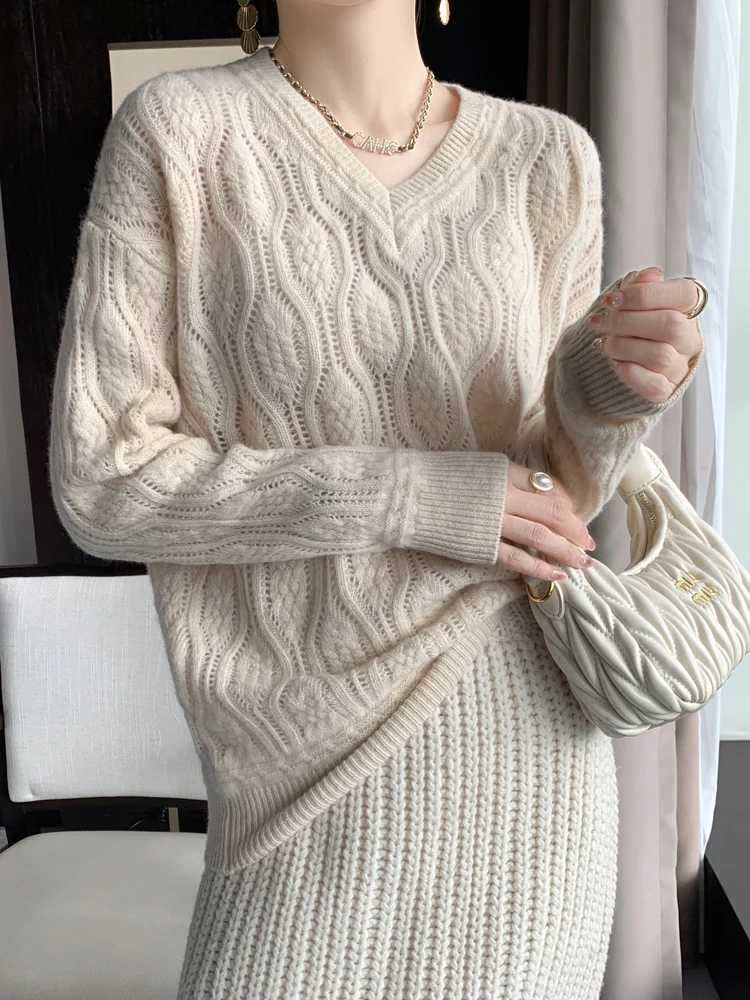 ADDONEE женский пуловер с v-образным вырезом свитер осень-зима простой стиль