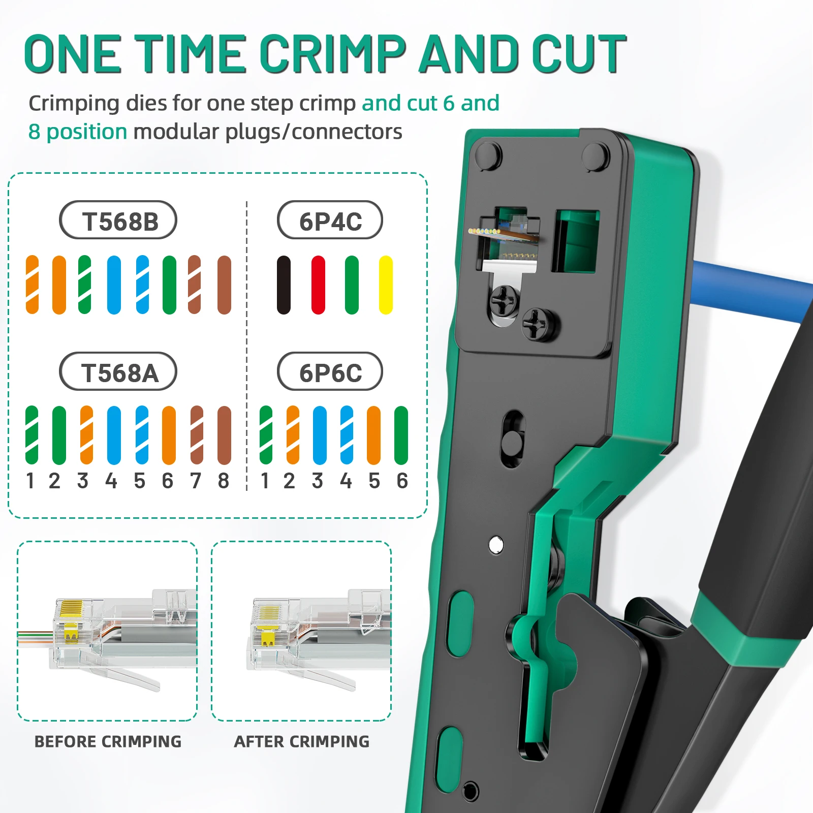 Фото Обжимной инструмент ZoeRax RJ45, обжимной резак для Cat6 Cat5 Cat5e 8P8C, модульный разъем Ethernet, универсальный инструмент для проводов №5