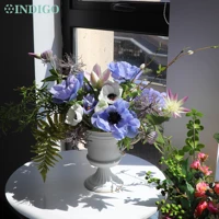 blue anemone flower arrangment diy 1 set with vase home decoration daisy wedding artificial flower floral event party indigo