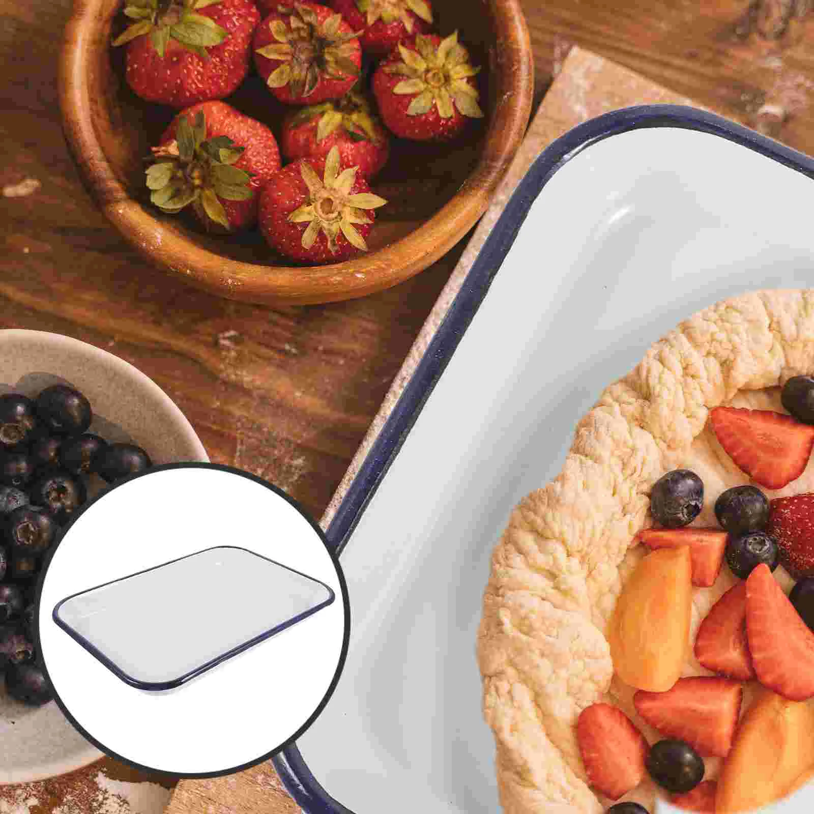 

Food-grade Enamel Baking Pan Reusable Washable Baking Pan Wear-resistant Oven Tray Kitchen Supply