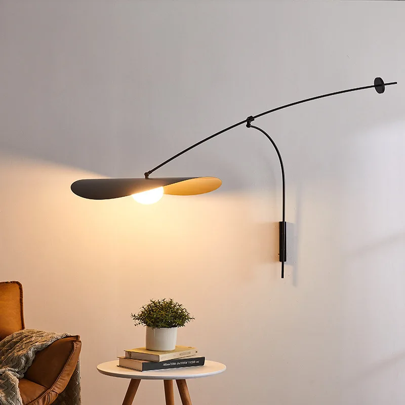 

Modern Minimalist Long Arm Wall Light LED Lighting Bedroom Living Room Study Interior Decoration Black Iron Sconce Fixture Lamp