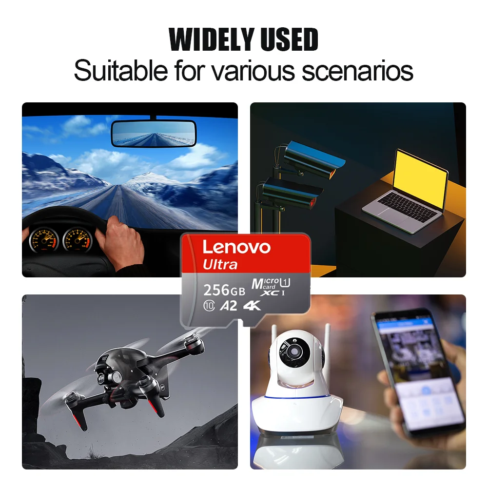Фото Высокоскоростная карта памяти Micro SD Lenovo 2 ТБ 1 ТБ, совместимая с видео 4K Full HD, подходит для телефонов, экшн-камер GoPro, 128 ГБ 256 ГБ 512 ГБ №3