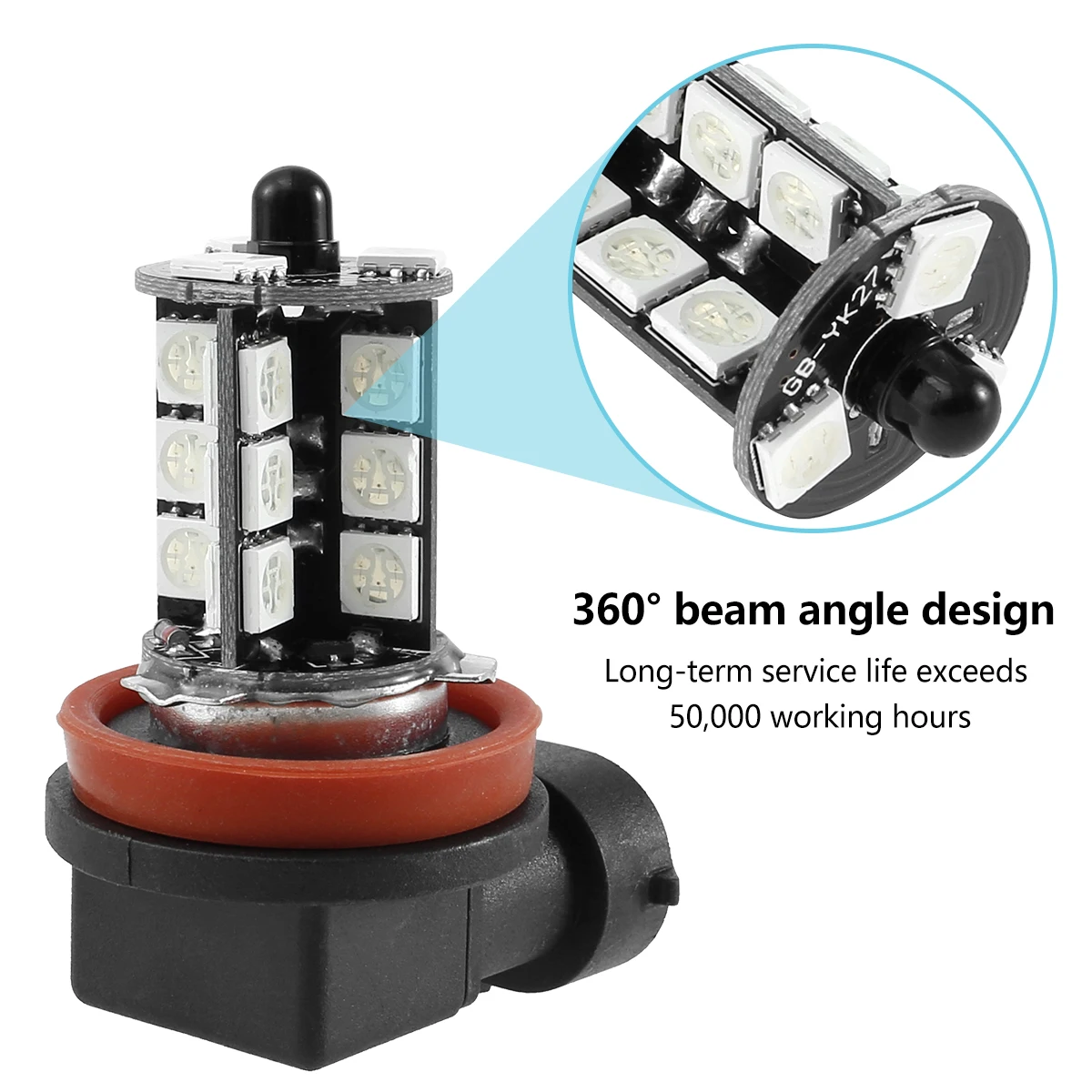 Красочные противотуманные фары RGB Автоматическая противотуманная лампа H8/H11 27 360°