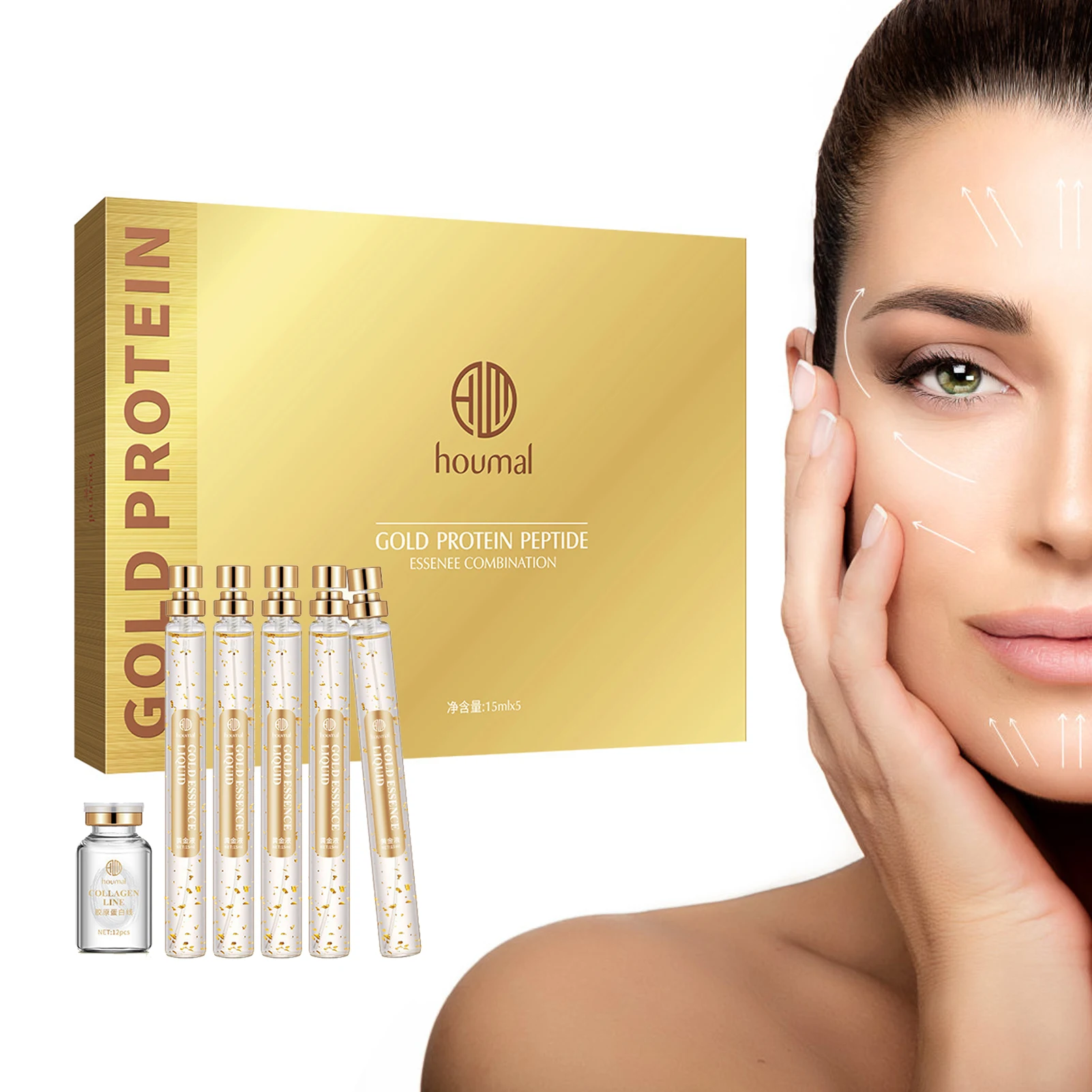 

Protein Thread Lifting Kit Gold Essence Combination Face Care Moisture For Women Gold Face Moisture Active Collagen Silk Thread