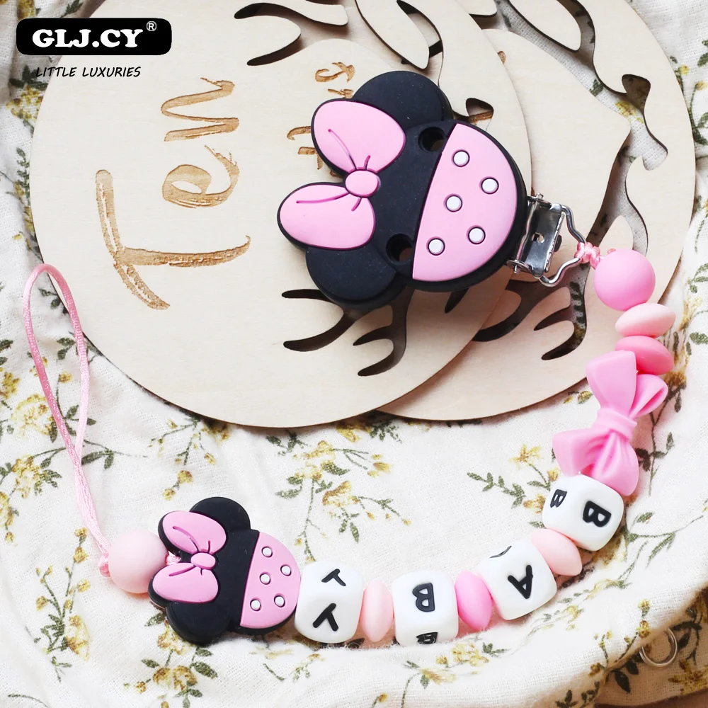 Зажим для соски персонализированное название ручная работа силиконовая Детская