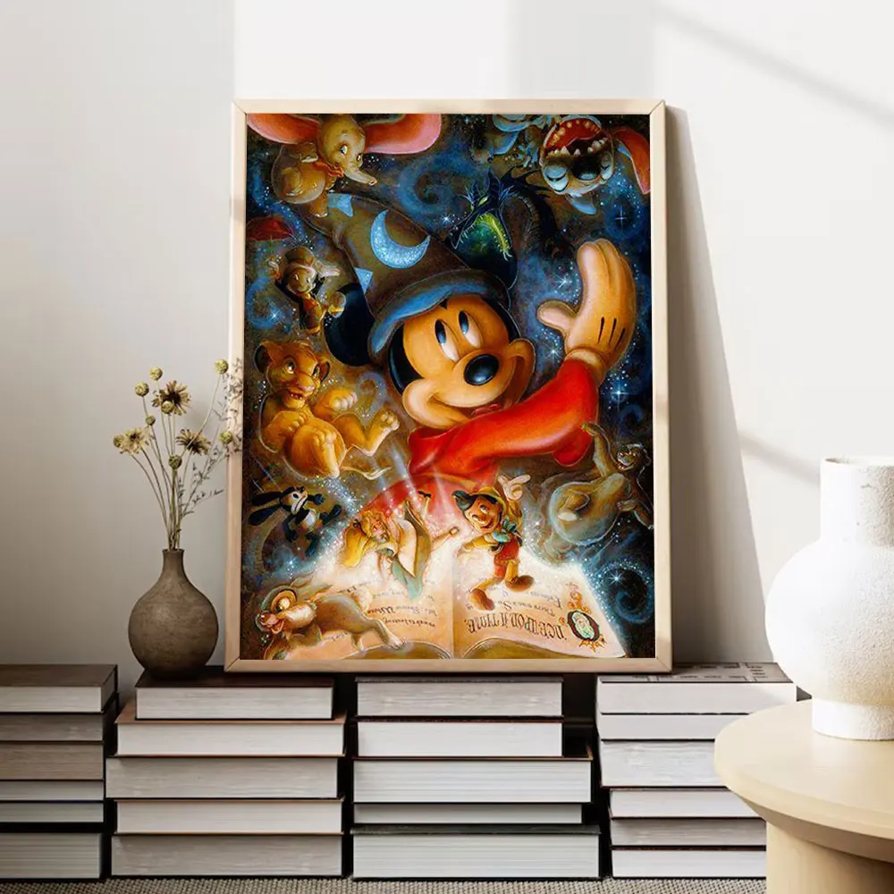 głosem Disney Mickey Mouse w pełnym rozmiarze 5D mozaika diamentowa malowanie kreskówka okrągły kształt grafika do dekoracji ...