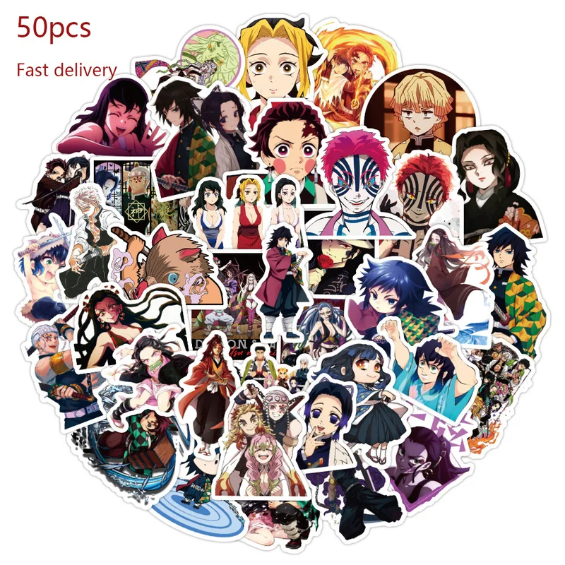 

50 шт./компл. аниме наклейки с граффити рассекающим демонов для ноутбука, багажа, велосипеда, автомобиля, скейтборда, компьютера, водонепрони...