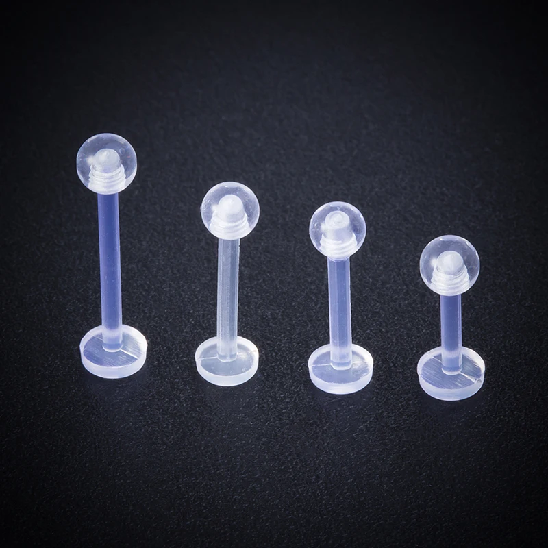 

10pcs Clear Acrylic Lip Piercing Stud Earrings Labret Ring Bioflex Ear Cartilage Bar Tragus Helix Retainer Flexible Jewelry 16G