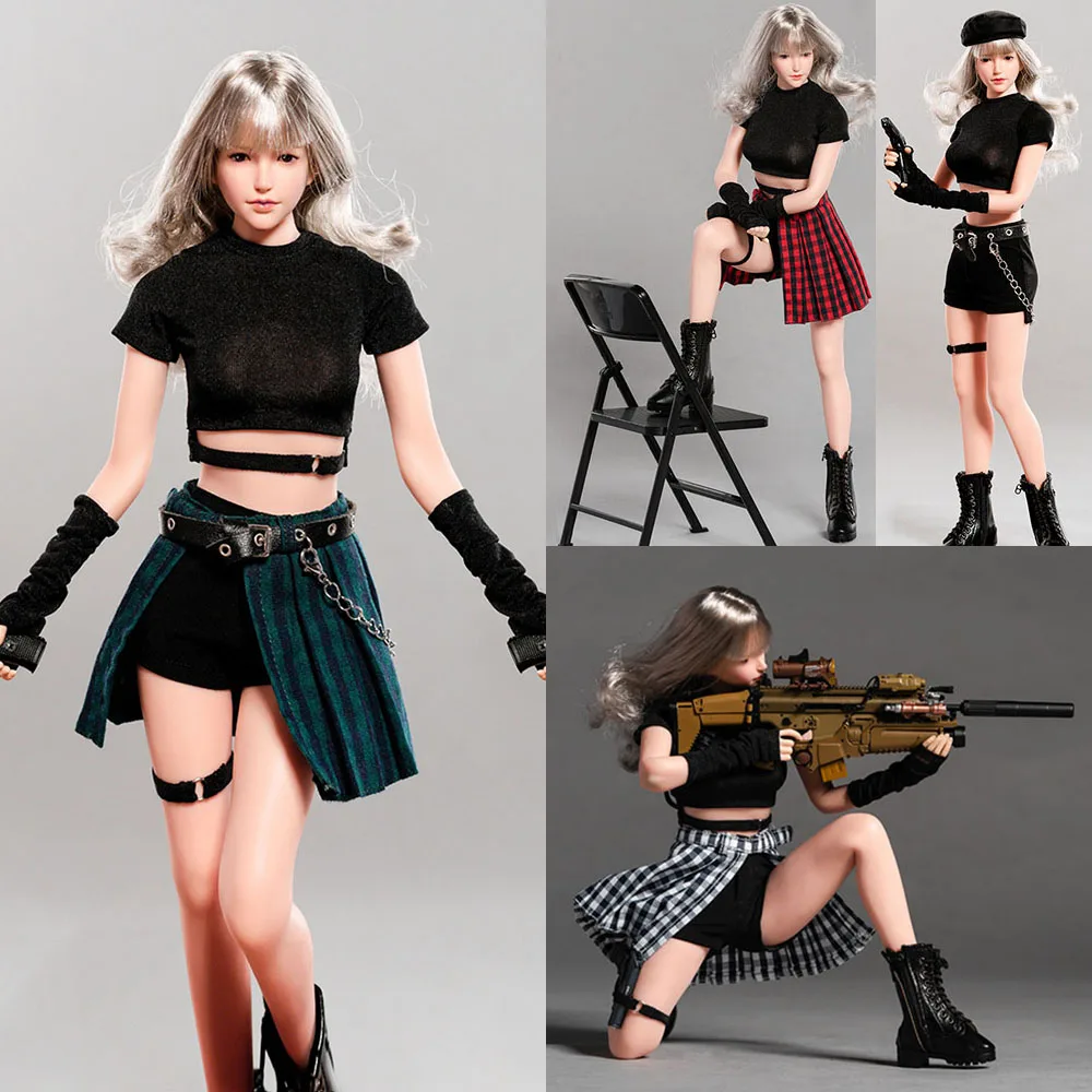 Комплект из футболки и юбки Чили Toys Cl001 1/6 женский сексуальный облегающий костюм с