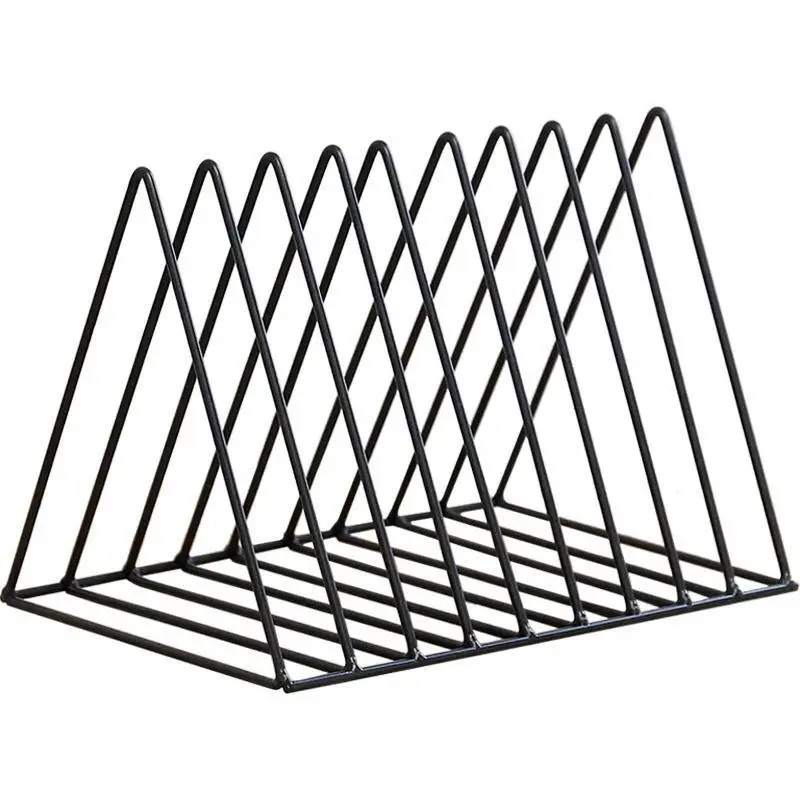 

Triangle Simple Wrought Iron Desktop Storage Rack Shelf File Magazine Bookend Office Rack Stationery Organizer Holder