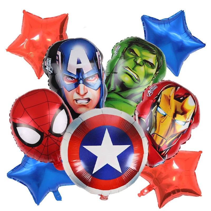 ensemble-de-ballons-marvel-9-pieces-avengers-spiderman-hulk-captain-america-decoration-de-fete-d'anniversaire-pour-enfants-pour-la-maison