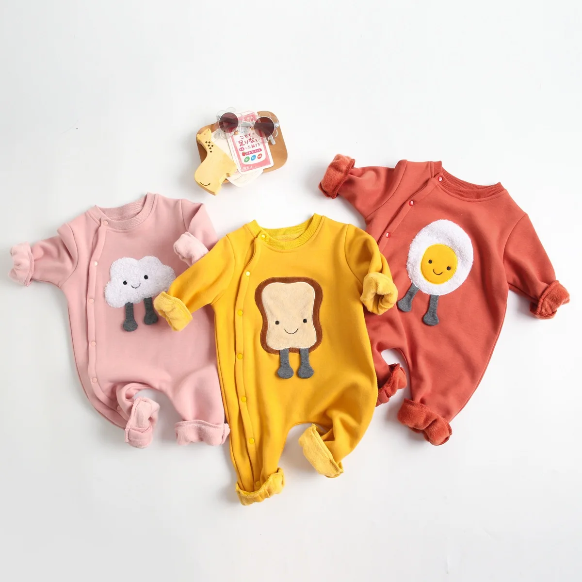 

Girl Baby Autumn Winter Cardigan Cute Cartoon Romper Toddler Boy Plus Velvet Long Sleeve Jumpsuit Newborn Fashion Cotton Onesie