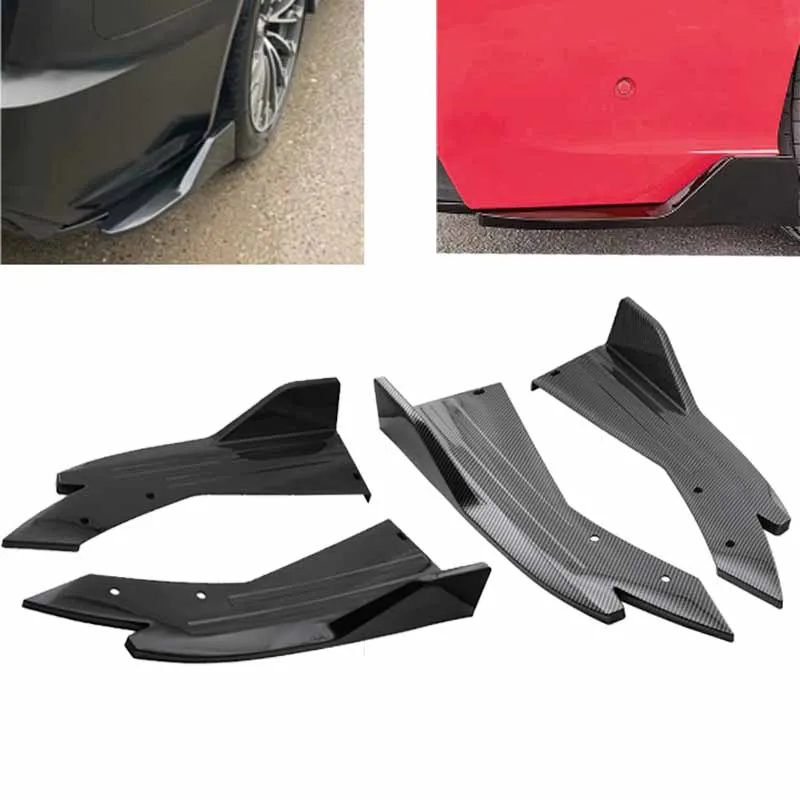 

2PCS Universal Car Rear Bumper Lip Carbon Fiber Winglets Side Skirt Splitters Spoiler Wing Trim Auto Decorative Pretective