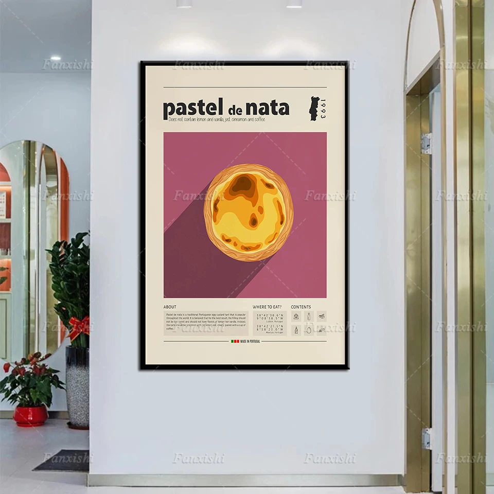 

Pastel De Nata Retro Poster, Food Print,Mexico Food,Housewarming Gift, Kitchen Wall Decor, Mid Century Poster, Minimalist Prints