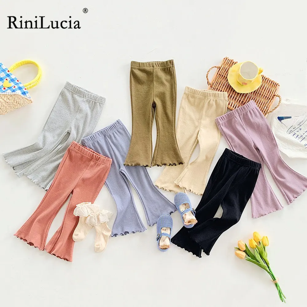 

2023 New Kids Flare Pants Babys Girls Skinny Pant Spring Summer Solid Children's Wide-leg Pants Girl Trousers Clothing