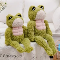 35 45 muscle bodybuilding cartoon frog plush toy doll long leg frog doll puppet childrens photo props gift stuffed animals