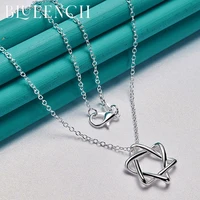 blueench 925 sterling silver star cutout pendant thin chain necklace for women party dating wedding fashion glamour jewelry