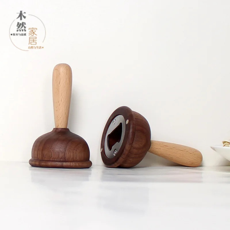 

Beer Bottle Opener Magnet Wood Decoration Bottle Opener Magnetic Suction Toilet Plug Refrigerator Sticker