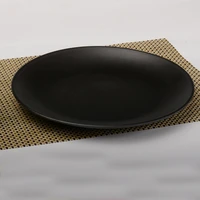 anti fall black melamine round tray dinner plate dishes food snacks sushi steak dinner plates food dessert tea tray tableware
