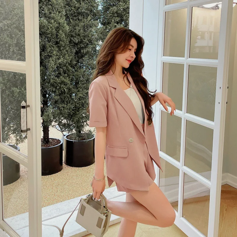 Комплект из 2 предметов Matakawa женская одежда однотонные модные летние короткие