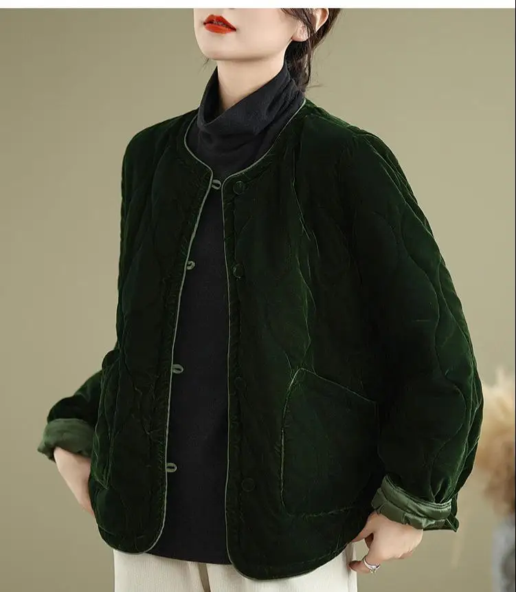 Сплошной цвет осень-зима новая повседневная хлопковая куртка в стиле ретро