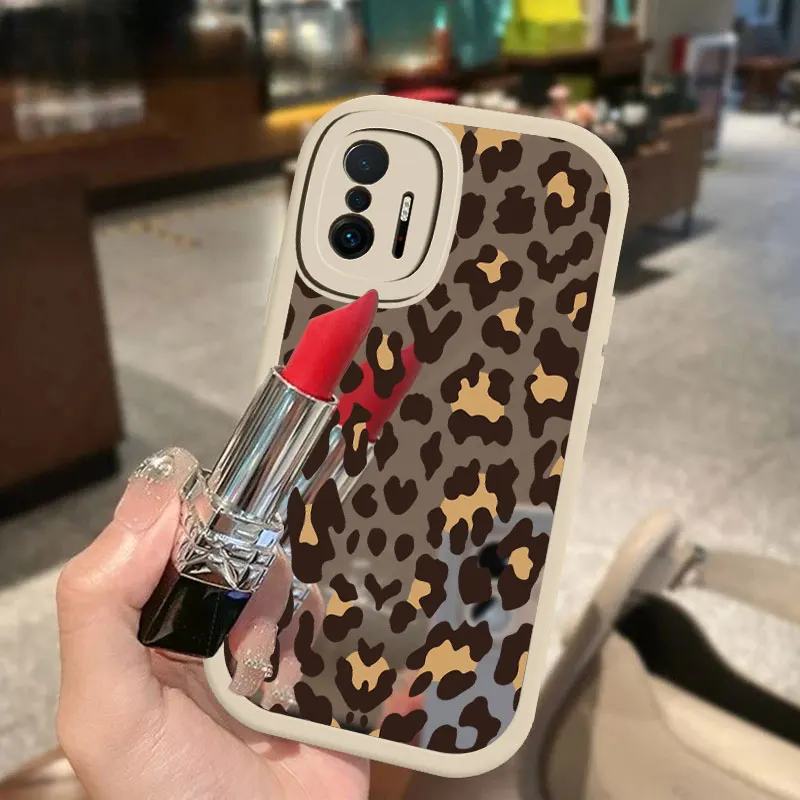 Зеркальный чехол для макияжа Mi 12 Lite 12X 12S Pro Модный с леопардовым рисунком Xiaomi 11T 10T