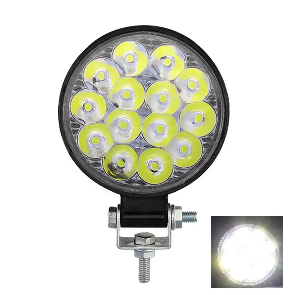 Мини-круглый 14-светодиодный автомобильный рабочий фонарь 42 Вт, вспомогательная модернизированная фара для автомобиля, квадроцикла, внедорожного вождения, противотуманная лампа, светодиодные фары 12 В