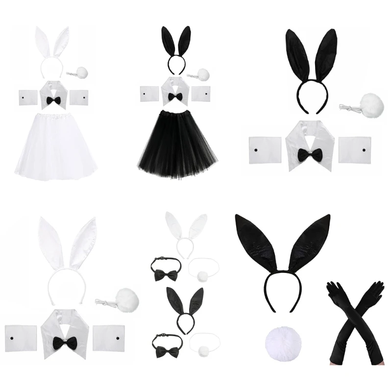 

Костюм кролика для косплея, сексуальный хвост, галстук-бабочка, повязка на голову, костюм пасхального кролика