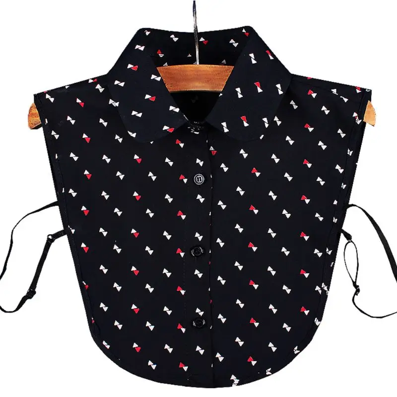 

Женская блузка свитер с отложным ложным воротником Съемная стандартная хлопковая половинная рубашка с завязкой Прямая поставка