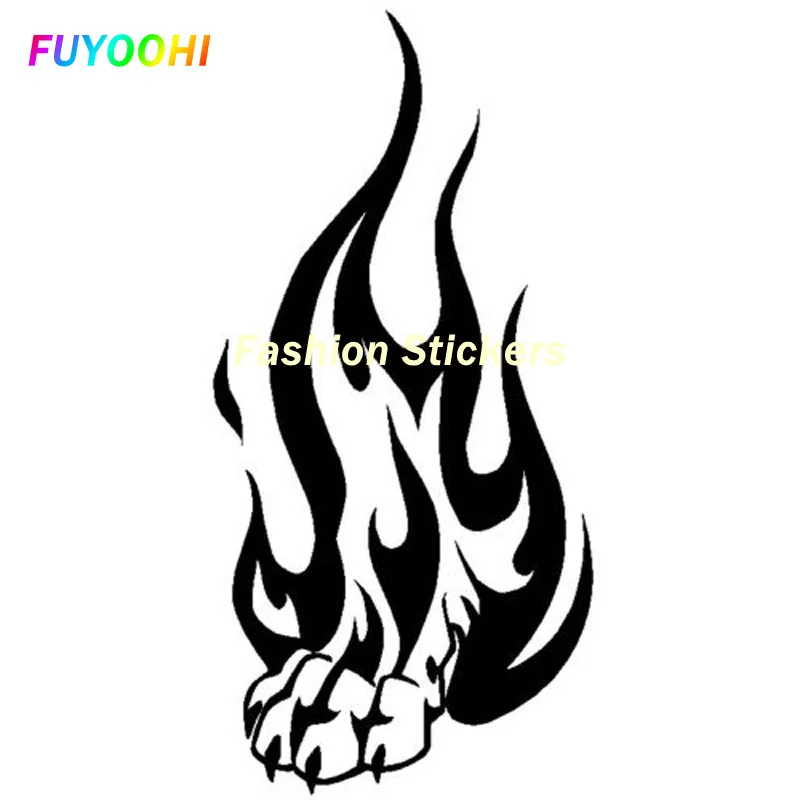 

FUYOOHI Exterior/Protection Fashion Stickers Tribal Flame Wolf Paw Print Personality Classic Car Sticker Pvc Decorative Decal