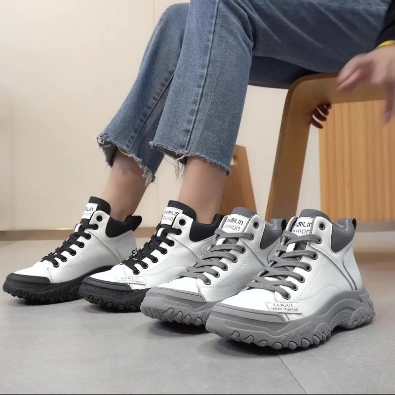 SALUDAS Women Genuine Leather Sneakers Fashion Luxury Women's Boots Authentic Waterproof Snow Boots Casual Sneakers Women