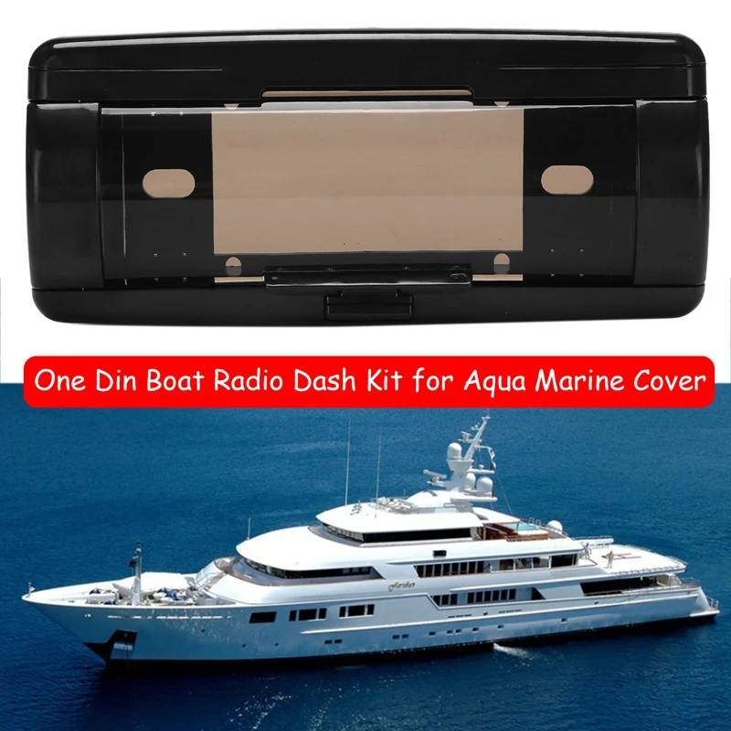 

1 Din Boat Radio Dash Kit For Aqua Marine Cover Up Automatic Door Vessels CD Waterproof Pocket Fascia Frame