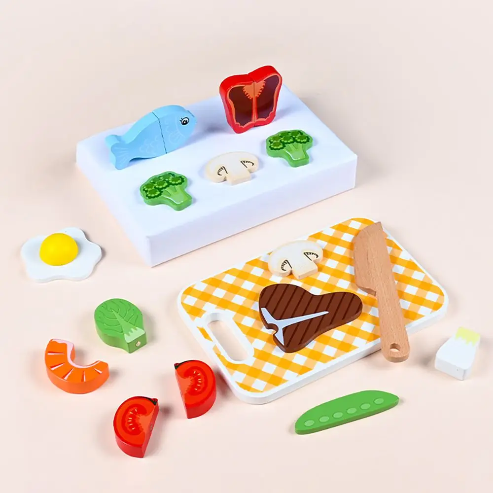 

Обучающая игра для ролевых игр, подарок для раннего обучения, набор еды, резка рыбы, резка овощей, деревянная кухонная игрушка