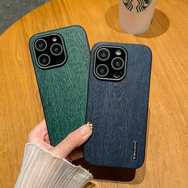 

Luxury Camera Protector Shockproof Soft Silicone Case iPhone 14 13 12 11 Pro Max 14Plus XS X XR Wood Texture Hard Back Cover