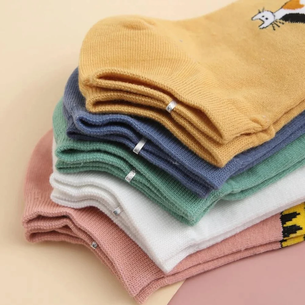 5 пар женские носки-лодочки с рисунком кошки