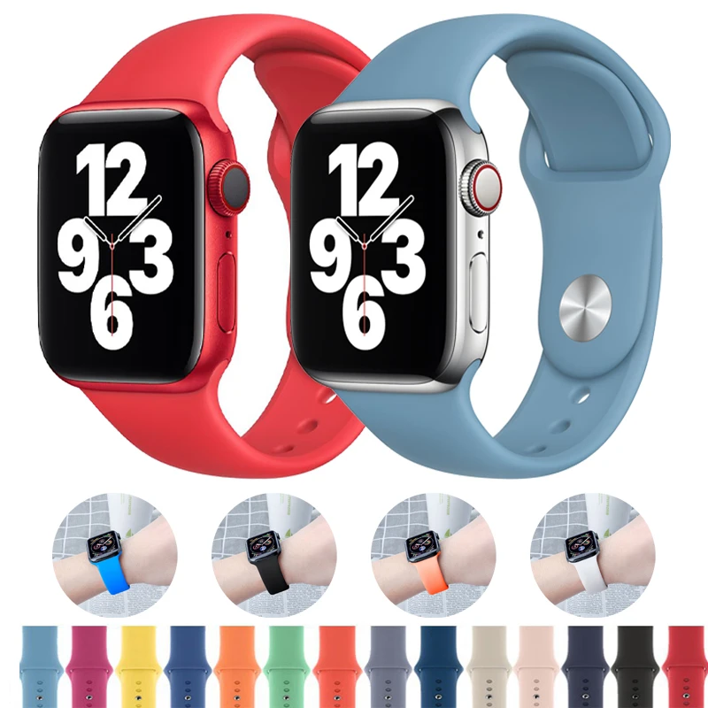 

Silicone Strap For Apple Watch Band 44mm 40mm 41mm 38mm 45mm Smartwatch Rubber Sports Watchband Belt Bracelet iWatch 7 6 se 5 4