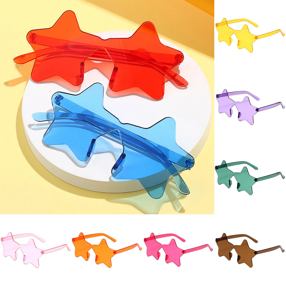 

Star Shape Sun Glasses Beach Light Funny Pentagram Candy One Piece Eyewear Multi Colors Decoration Party Rimless Sunglasses