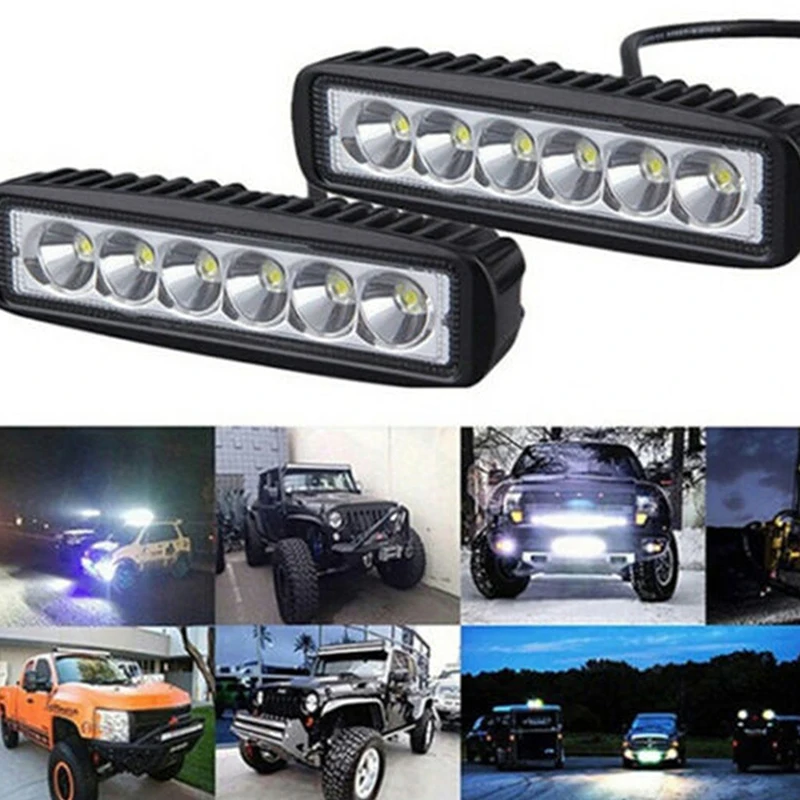 

15.5*4*4cm 18W 6 LED Car LED Work Light DRL Spotlight High Bright Waterproof Auto Offroad SUV Truck Headlights Driving Lamp 12V