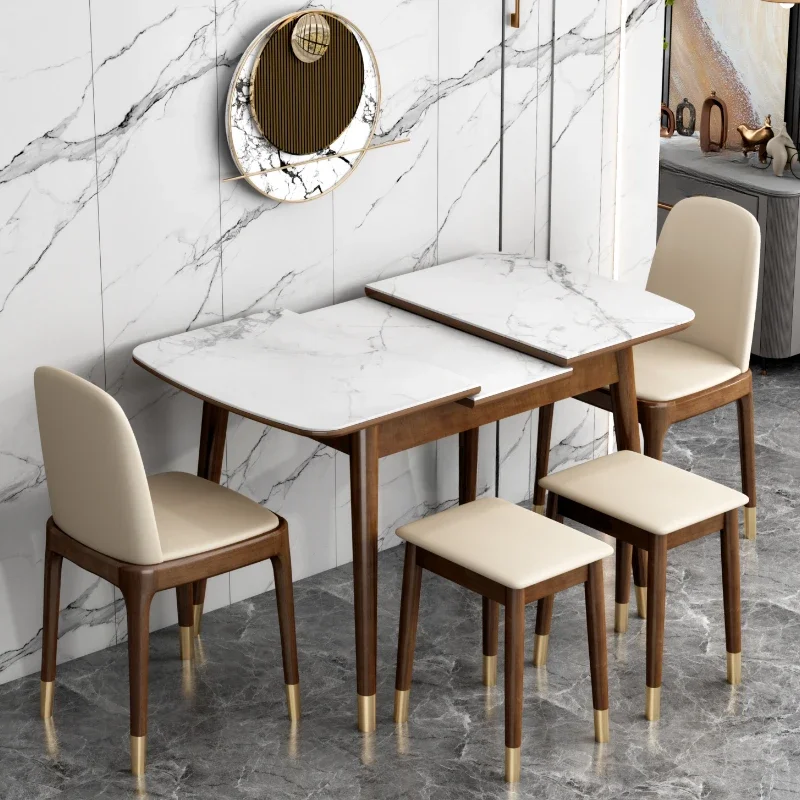 

Ретро выдвижной обеденный стол, сланцевый складной простой скандинавский журнальный столик, современный дизайн, стол, мебель YX50CZ