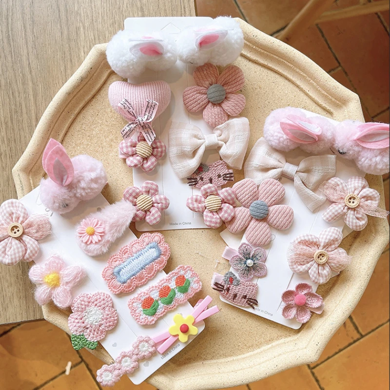 

Children Girls 9Pcs/Set Flower Big Bow Bunny Cute Hairpin Princess Sweet Fashion Hairpin Girls Hair Accessories For 3-12Y Kids