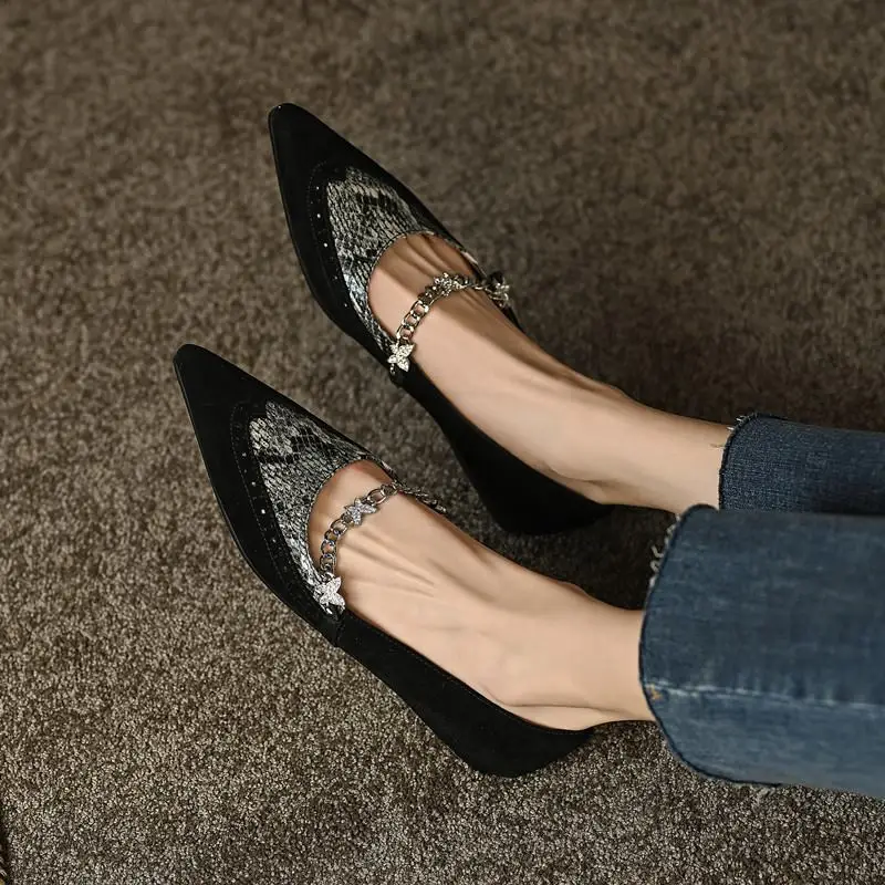 Soft Sheepskin Genuine Leather Girls Female Flat Heel Shoes Flats Square Toe Spring Fashion Easy To Walk Women Shoes