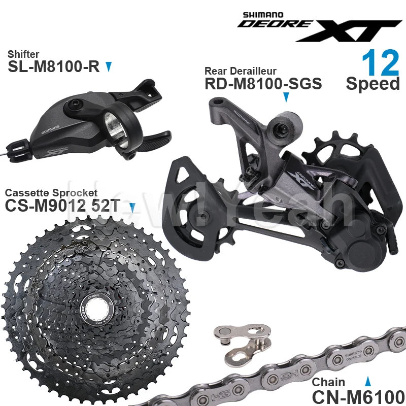 Цена Переключатель передач SHIMANO DEORE XT M8100, 12 скоростей, задний переключатель передач, кассета звездочек, 11-50T/52T