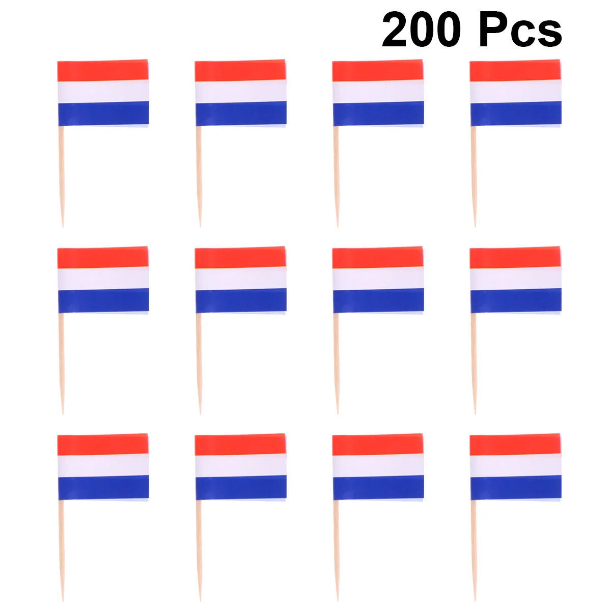 

200pcs Toothpicks Decorative National Flag Wooden Toothpick Cupcake Toppers for Birthday Festival