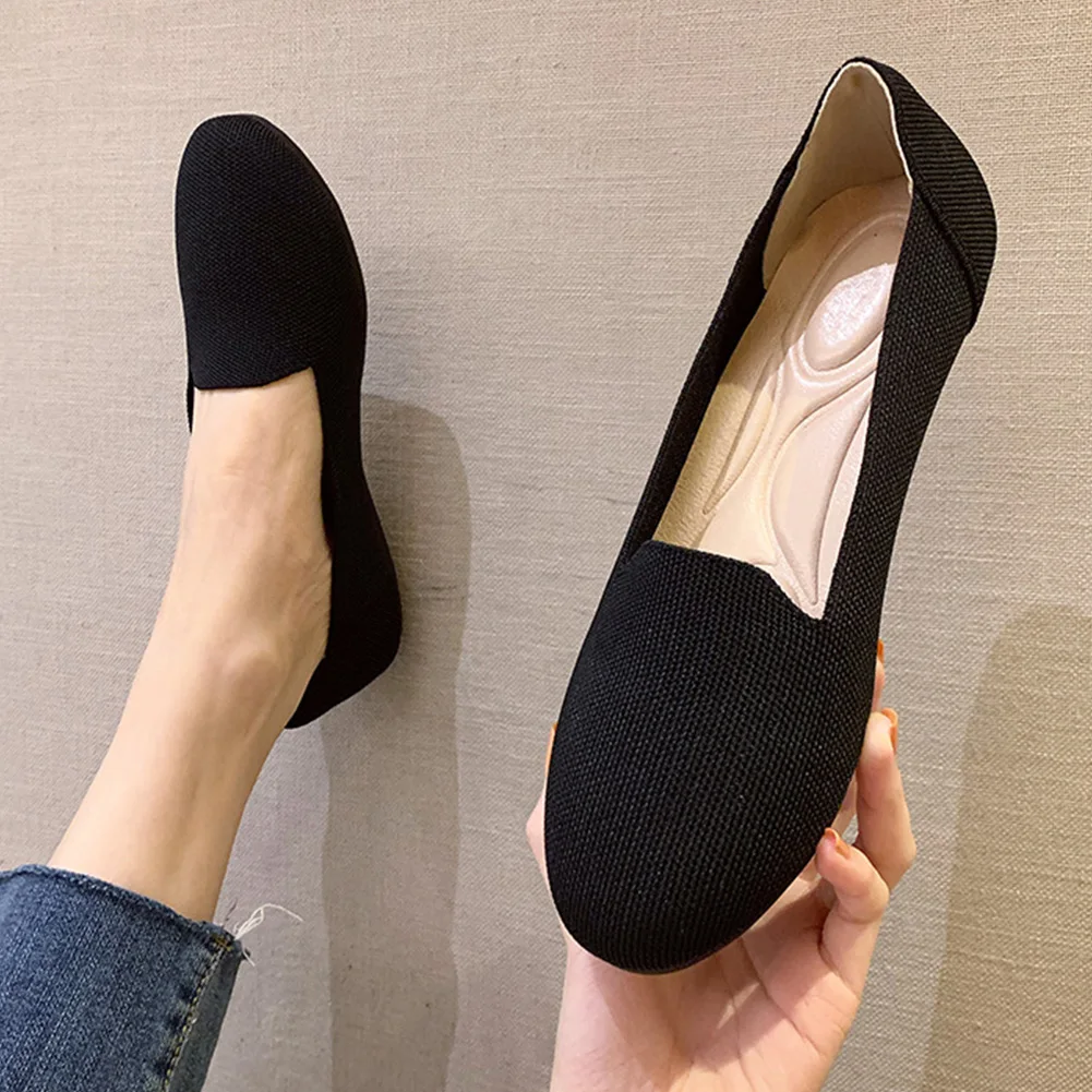 Женские Однотонные Балетки Три Трикотажа
